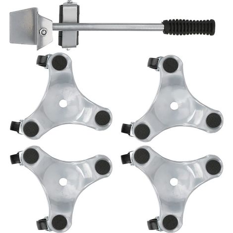 Furniture Mover Tool Set, Silver Lifter 3-Wheel Mobile Plate, Heavy-Duty 400KG Capacity, Easy-to-Assemble Roller System for Moving Loads (1/4)