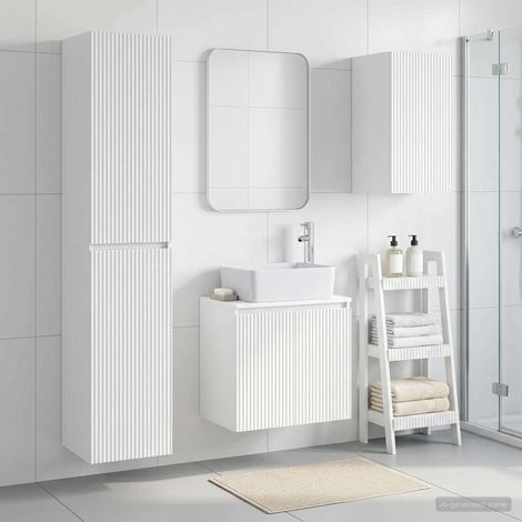 vidaXL Set di mobili per il bagno 3 pz Bianco 33 x 34,5 x 160 cm (1/5)