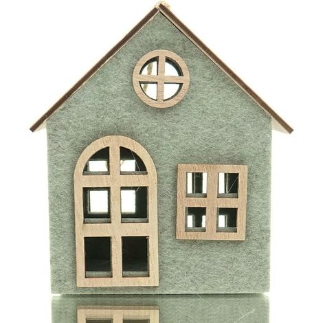 GASPER Deko-Haus Anhänger Hellgrün meliert 12 cm - Filz & Holz (1/4)