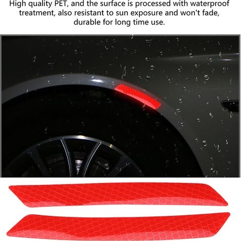 bandes adhésives réfléchissantes de sécurité pour passages de roues auto, stickers décoratifs rouges, bande signalisation voiture, accessoire tuning extérieur (1/5)