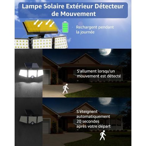 Leistungsstarke 1200-lm-Solar-Außenleuchte mit Bewegungsmelder, 3 Leuchtenköpfen, IP65 wasserdicht, ideal für Veranda, Garten und Terrasse. (1/4)