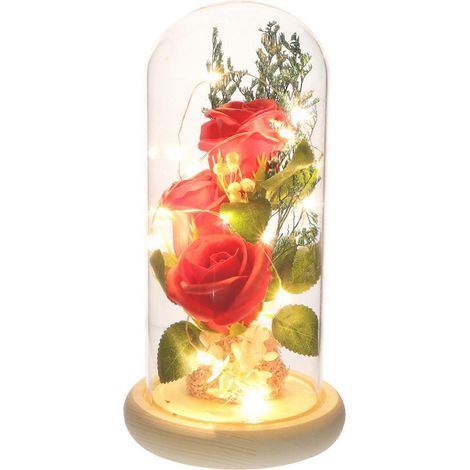 1 pièce Fleur artificielle en verre avec lumière LED, cadeau idéal pour les fêtes et décoration intérieure (1/5)