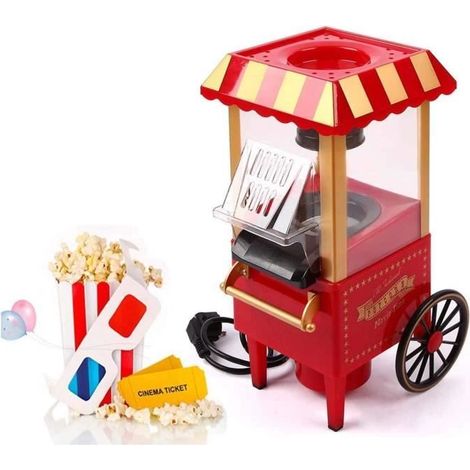 Chariot De Fabricant De Pop-Corn Professionnel Vintage, Pop-Corn Électrique À Air Chaud 1200W pour Cinéma Maison, Machine À Pop[445]