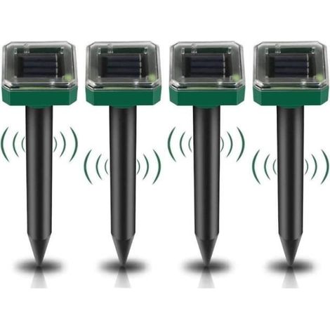 4X Solar-Maulwurfabwehr Ultraschall, Solar-Außenabwehr kombiniert mit Tönen und Vibrationen, Anti-Maulwurf zur Vertreibung von Maulw