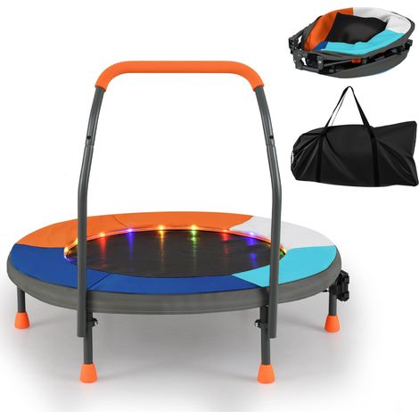 Mini-Trampolin für Kinder mit LED-Beleuchtung, faltbar, 90 cm