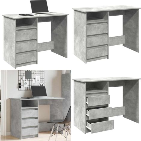 vidaXL Bureau gris béton 102x50x75 cm bois d'ingénierie (1/5)