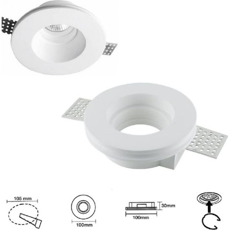 Portafaretto tondo in gesso scomparsa da incasso controsoffitti lampade led gu10 (1/5)