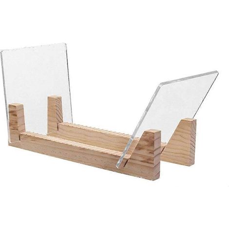 Großer Schallplattenhalter mit transparenten Acrylseiten – Moderner Präsentationsständer aus Massivholz für LP-Alben – Robustes und hochwertiges Tischregal
