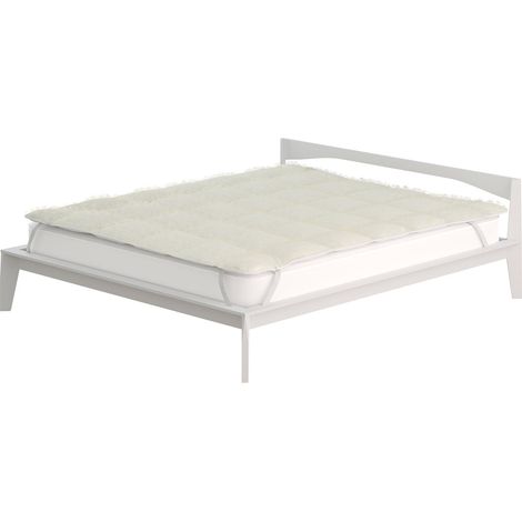 Topper Matrimoniale Trapuntato 300 gr/mq con Elastici Sherpa Bianco (1/5)