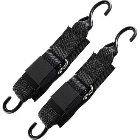 Pour Sangles de Sécurité à Cliquet,Lot de 2 Sangles Renforcées - de Sécurisation à Cliquet 1,2 m avec Crochet en S pour Bateau Remorque Camion Kayak Camping (1/5)