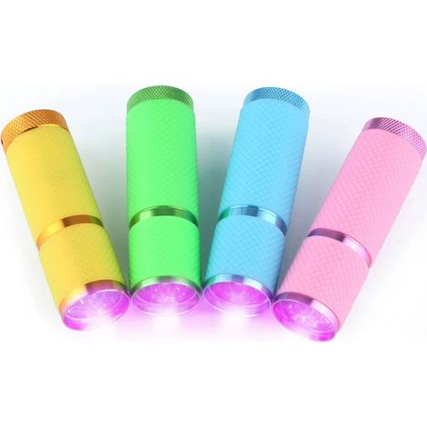4 Pcs Lampe Torche Led, Mini Lampe de Poche avec Poignée Fluorescente pour Enfant ou Adulte Cyclisme Camping Lecture Promenade Randonnée Travail, Piles non incluses (1/4)