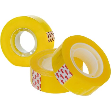 3 Nastri Adesivi Trasparenti 18mmx30m Rotoli Ufficio Scuola Ricambio Resistente (1/5)