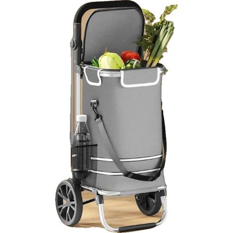 Carrito de la compra, tejido Oxford, 36,5 x 46,5 x 100,5 cm, estructura ligera de aluminio, diseño plegable, carga máxima 30 kg. (1/5)