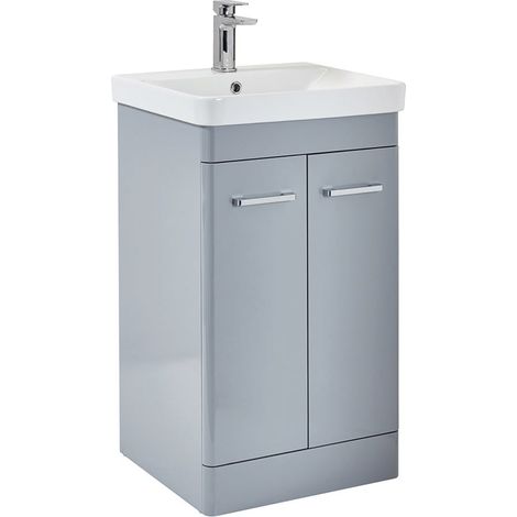 Orbit Eve Floor Standing 2-Door Vanity Unit with Basin 500mm Wide - Pebble Grey (1/4)