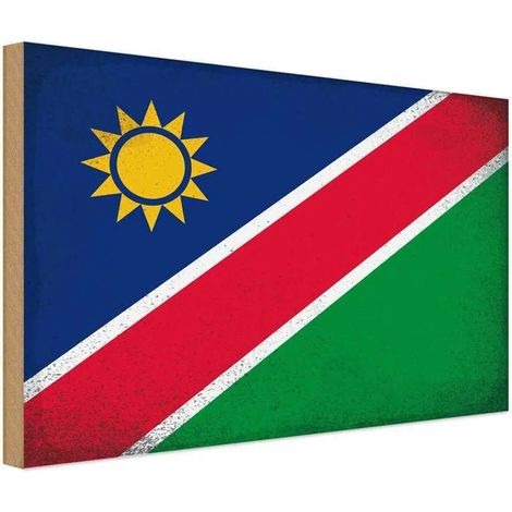 Panneau en bois 30x40 cm Drapeau de la Namibie, armoiries (1/4)