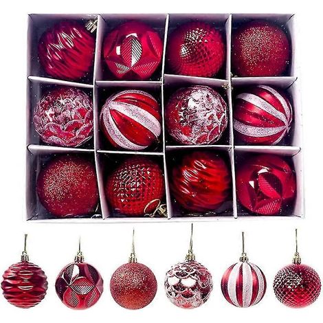 12 Stück 5,5 cm große, unzerbrechliche Kunststoff-Weihnachtskugeln als Dekoration für Weihnachtsbaum, Partydekoration und Anhänger (silber) (1/5)