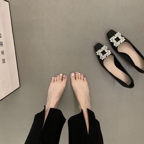 Zapatos de plataforma impermeables con tacones altos y tacón grueso con punta en punta de color sólido (1/3)