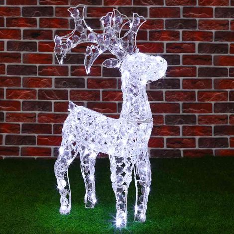 Renna Natalizia Luminosa 3D in Cristalli Acrilici 100 LED Bianco Freddo H. 70 cm (1/5)