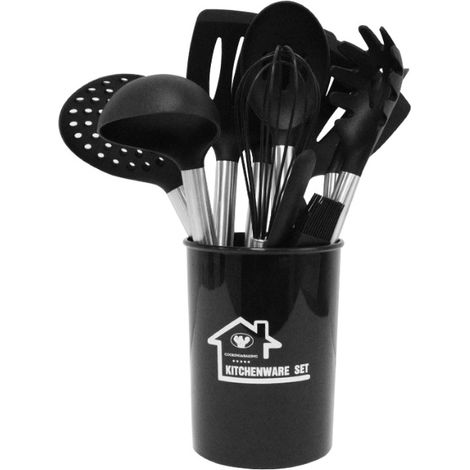 Ensemble de 25 spatules et cuillères à soupe en silicone, en acier inoxydable et silicone antiadhésif, de qualité alimentaire. (1/5)