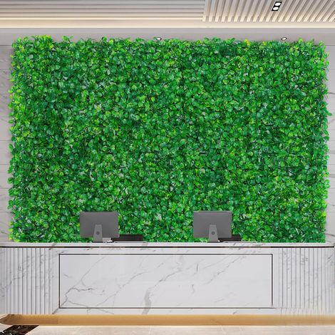 Lot de 12 plantes artificielles murales, 40 x 60 cm, Imperméables - Panneaux de tapis artificiels, Brise-vue, Clôtures décoratives pour balcon, clôture de jardin, Panneau à encliquetage (1/5)