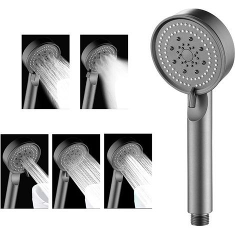 High-pressure shower head, water-saving, 5 adjustable modes, for bathroom (grey) (1/5)