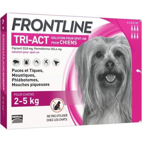 Frontline - Pipettes Antiparasitaire Tri-Act pour Chien de 2 à 5Kg - 6x0,5ml (1/5)