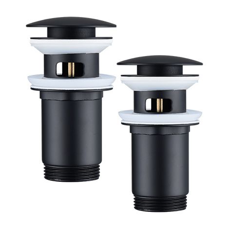 2PCS Ablaufgarnitur Pop-Up Ventil für Waschbecken 1 1/4 Zoll aus Messing Abflussgarnitur mit Überlauf Matt Schwarz (1/9)