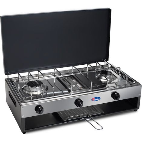CFParker Fornello a Gas 2 Fuochi Gpl / Metano con Valvola di Sicurezza mod. 552SGSP - Fonte di alimentazione: Gpl