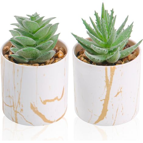 Lot de 2 mini plantes succulentes artificielles pour la maison, le bureau, les accessoires de bureau pour femme (1/5)