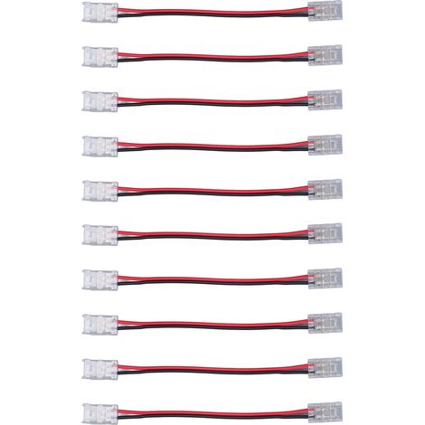 Lot de 10 connecteurs professionnels double tête 8 mm 2 broches pour ruban LED COB, idéaux pour la maison, le bureau ou l'école. (1/5)