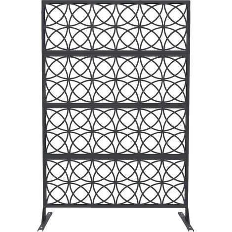 Schermo per la privacy, design geometrico tagliato al laser, struttura resistente agli agenti atmosferici, argento-nero (1/2)
