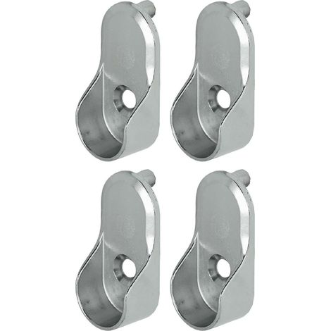 Cyclingcolors – Lot de 4 supports de tringle à visser ovales – Tenons Ø5mm – Diamètre intérieur 15mm – Alliage zingué finition nickelée