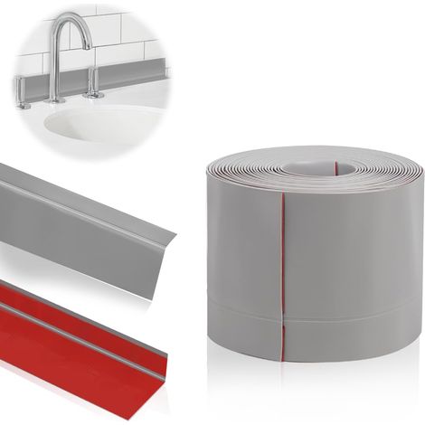 Plinthe souple 5 m, bande autocollante PVC 50 x 20 mm, finition cuisine et salle de bain (anthracite) (1/5)