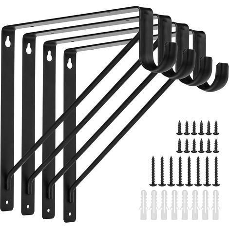 4 PièCes de Supports de Tringle de Placard Noirs TrèS RéSistants pour la DéCoration de et Du Placard, Crochet de Support de Poteau de Placard Mural (1/5)