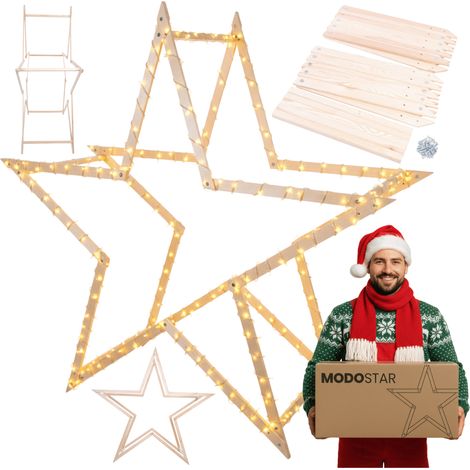 MODO24 MODOSTAR Kit Étoile Noël 3D XXL FSC 189cm Naturel (1/5)