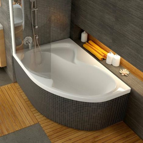Ravak – Baignoire asymétrique 150L 1500x1050 mm gauche acrylique renforcé – Fond extra plat – Siège intégré – CK21000000