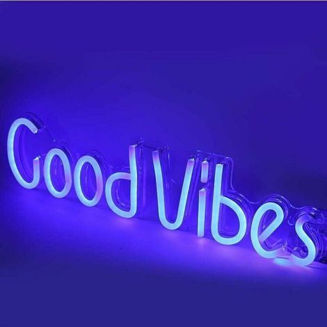 Good Vibes Lettres Exquises en Forme de LED Signes, Clair PVC Mignon Forme Unique Néon, pour Nol Chambre Mur Chambre d'Enfants (1/4)
