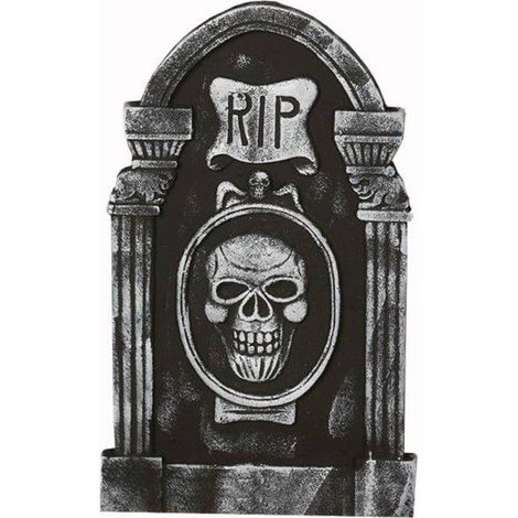 PIERRE TOMBALE RIP 50X30CM Gris, Argent