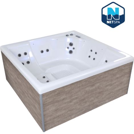 Netspa – Spa gonflable 5 places carré – Massage Shiatsu et palpé-roulé – Dimensions L 216 x l 216 x H 85 cm – Ozonisation pour désinfection