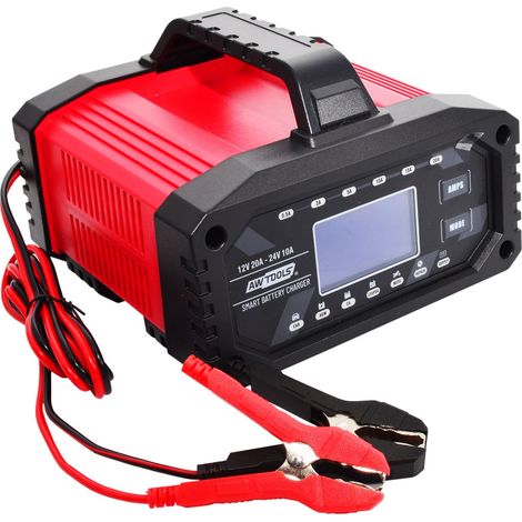 Awtools 12/24V 20A LCD Smart-Akkuladegerät mit Reparaturfunktion (1/3)