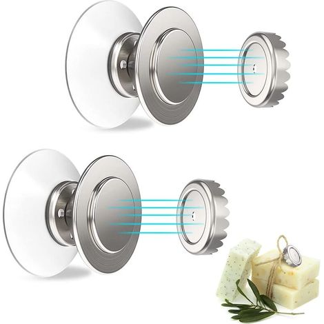 Porte-savon Magnétique - Avec Ventouse - Acier Inoxydable - Pour Salle De Bain Cuisine Lavabo Baignoire - 2 Pièces (1/5)