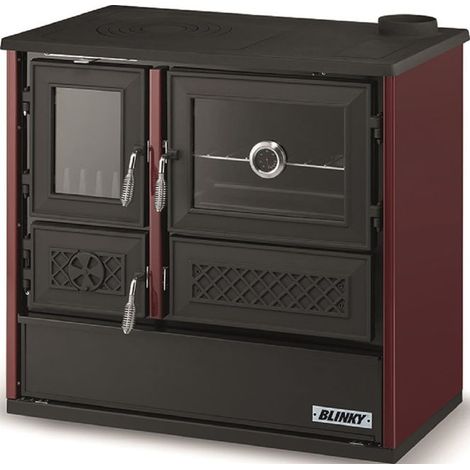 Blinky, Stufa a Legna con Forno Rossella, 9,1kW, 120 m2, Rossa