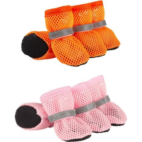 Achtteiliges Set schützender Hundeschuhe atmungsaktive und bequeme Sommerschuhe für Hunde geeignet für drinnen und draußen im Sommer Pink Rot S (1/5)
