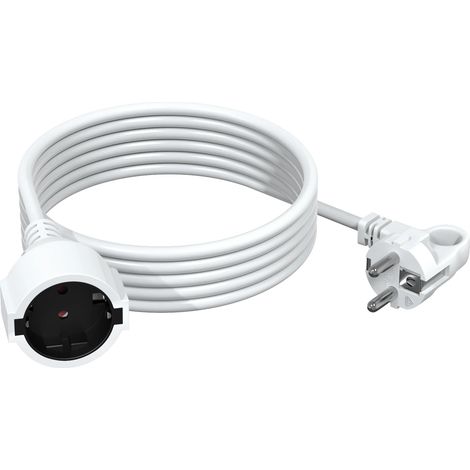 Rallonge électrique blanche de 5 mètres avec prise européenne standard, 16 A/250 V, indice de protection IP44, 3 680 W (1/5)
