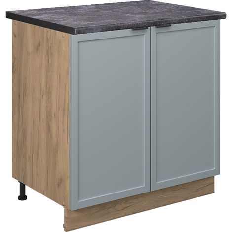 Mobile lavello cucina Fame-Line, Blu-grigio chiaro, 80 cm con ripiano, PL Antracite, Vicco