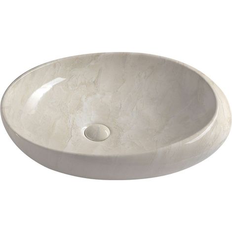 Sapho Dalma - Lavabo sobre encimera 68x44 cm, sin orificio para grifo, sin rebosadero, marfil MM327 (1/4)