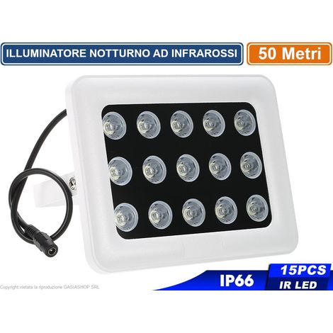 ILLUMINATORE FARO LED NOTTURNO INFRAROSSI IR 50 METRI DA ESTERNO IP66 PER TELECAMERE 850NM (1/4)