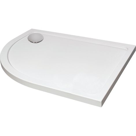 White Quadrant Bathroom Offset Shower Tray (Left) with Corner Waste Position, 1200 x 900mm - Balterley