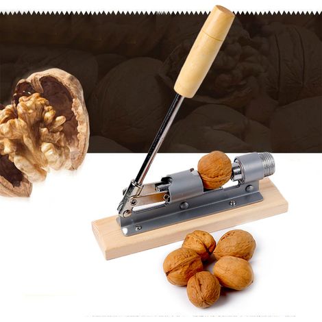 Pekannussknacker, mechanisch, verstellbar, aus Holz und Edelstahl, mit Walnussöffner (1/5)