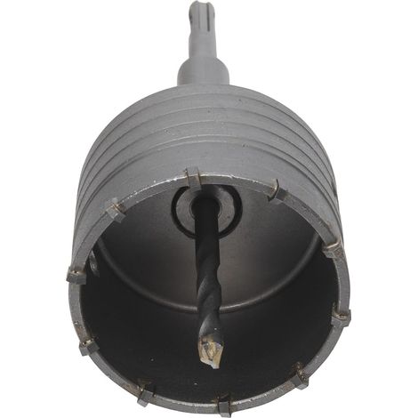 Scie à Cloche Trépan Béton 80mm avec Adaptateur SDS Plus 110 mm + Foret hélicoïdal + Vis de positionnement, Pour Brique Béton Ciment Pierre Ouvertures de Climatisation